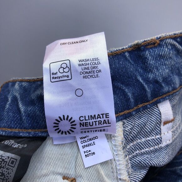 Reformation Women Size 23 Abby High Rise Straight Jeans in Colorado Sparkle Blue - Picture 13 of 13